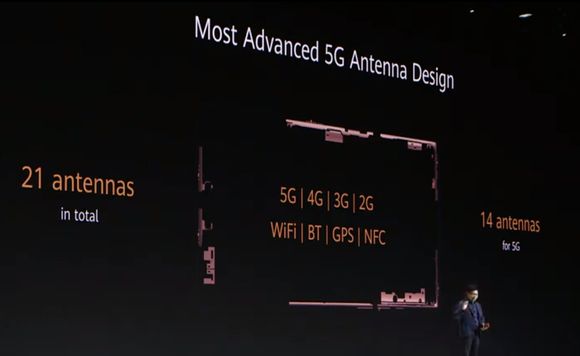 Antenner: Ingen telefon har flere antenner enn modellen med 5G. <i>Foto:  Huawei</i>
