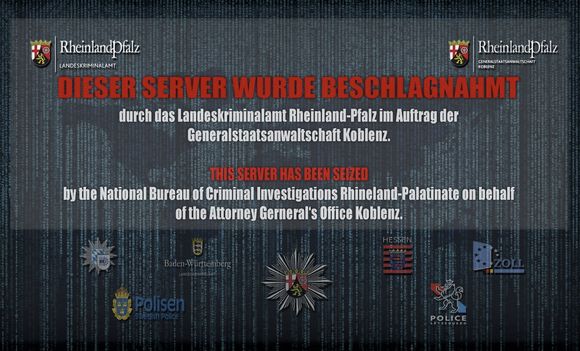 Skjermbilde av nettstedet cb3rob.org, etter at det ble overtatt av tyske justismyndigheter. <i>Skjermbilde: digi.no</i>