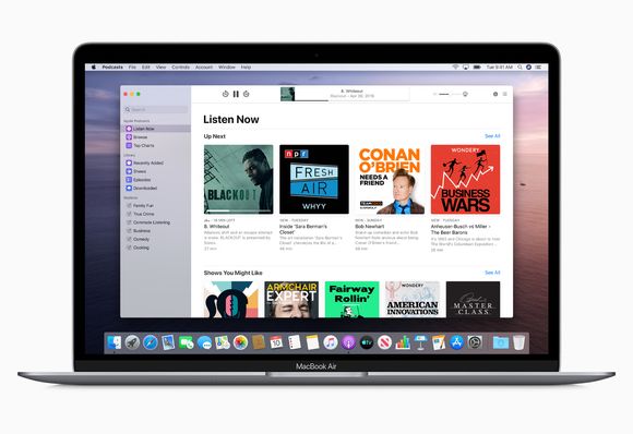 Apple Podcasts er en av de tre nye appene som erstatter iTunes i den nye macOS-versjonen.