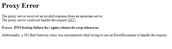 Feilmeldingen som vises på Telenors nettsted. <i>Skjermbilde: digi.no</i>