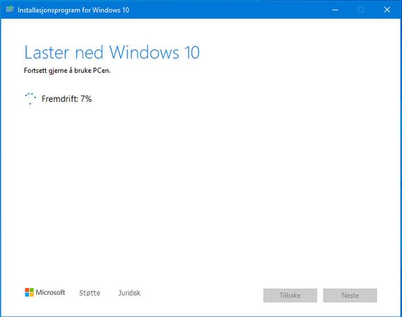 Oppgraderingen til Windows 10 kan ta lang tid. I den første delen av perioden kan PC-en fortsatt benyttes til andre oppgaver. <i>Skjermbilde: digi.no</i>
