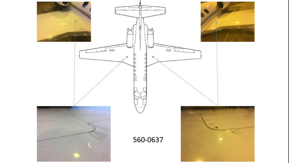 Skadene på Cessna 560-flyet. <i>Foto:  SHT</i>