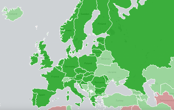 Europeiske land som hvor Shadowservers tjenester benytter av de nasjonale CERT-ene/CSIRT-ene. Til sammen benyttes tjenestene av myndighetene i mer enn hundre land. <i>Foto: Shadowserver</i>