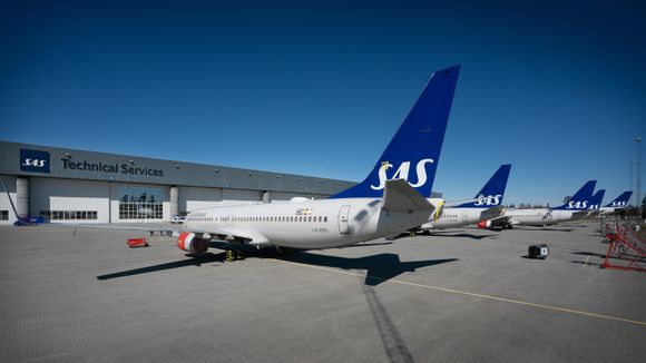 Til sammen 26 SAS-fly står nå langtidsparkert på Oslo Lufthavn. <i>Foto: Eirik Helland Urke</i>