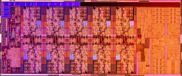 «Die shot» av en 10. generasjon Intel Core-prosessorer basert på Comet Lake-S-mikroarkitekturen. <i>Foto:  Intel</i>