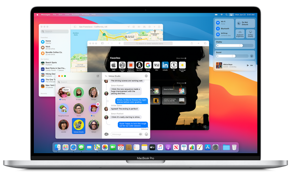 Mac OS Big Sur og tilhørende programmer fra Apple har fått oppdatert design – blant annet med ny fargepalett og avrundede hjørner. <i>Foto:  Apple</i>