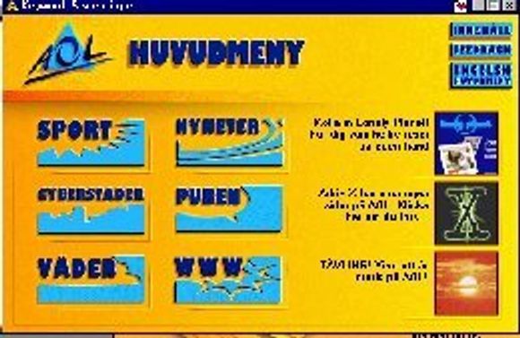 Dette er hovedskjermbildet de første svenske AOL-abonnentene møter.