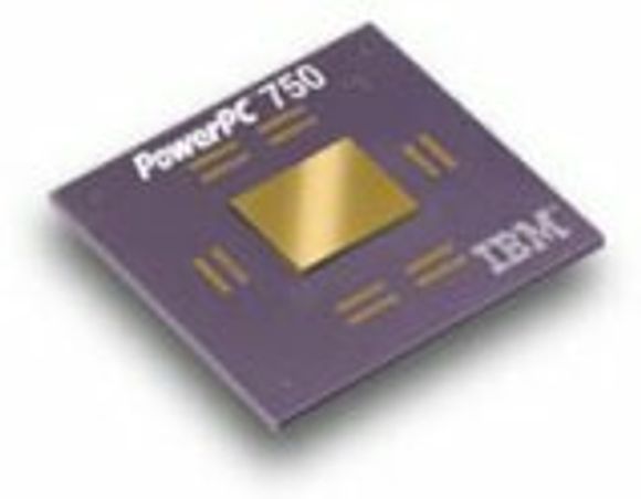 Prosessoren IBM PowerPC 750.