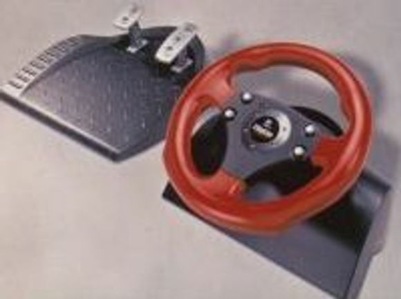 Logitech WingMan Formula Force, ratt- og pedal-kontroll med force feedback for bilspill.