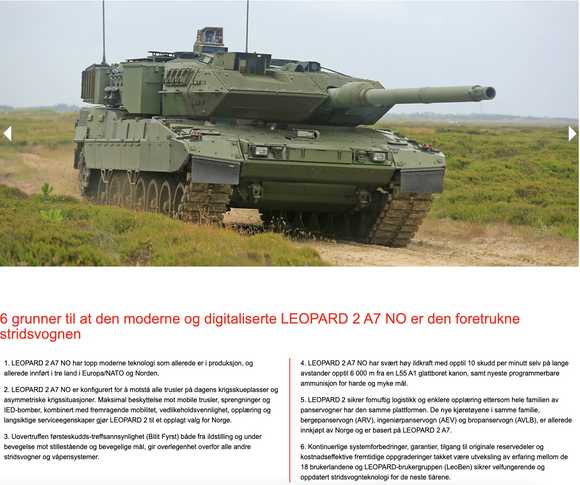 Leopard2A7.no inneholder  argumentasjon for at den nyeste versjonen av Leo bør erstatte dagens A4.
