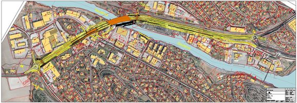 Kart over prosjektet riksvei 110 Ørebekk-Simo. <i>Illustrasjon:  Statens vegvesen</i>