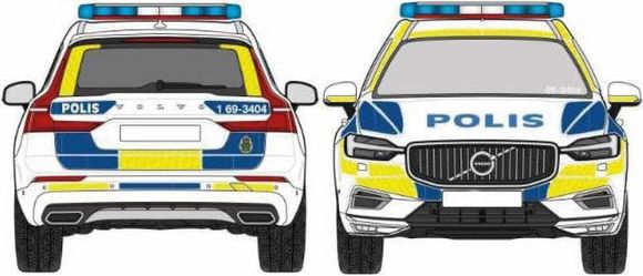 Volvos nye politibiler i Sverige skal umiddelbart kunne identifisere stjålne biler på veien, gjennom automatisk skiltlesning. <i>Foto:  Polisen.se</i>