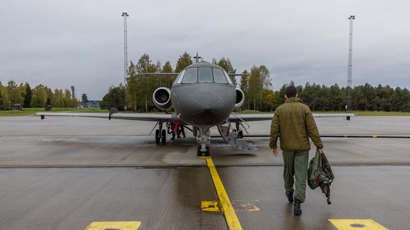 DA-20 Jet Falcon fra 717 skvadron på Gardermoen flystasjon. <i>Foto:  Marit Myhre/Forsvaret</i>