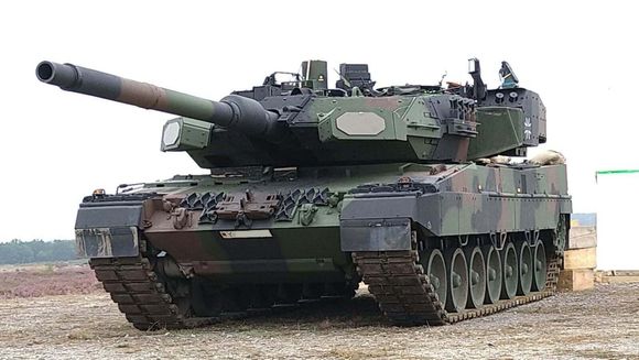 Tysk Leopard 2A7 under Trophy-testing tidligere i høst. <i>Foto:  Rafael Advanced Defense Systems</i>