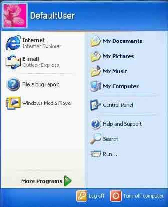 Windows XP – ny startmeny. <i>Skjermbilde:  Digi.no</i>