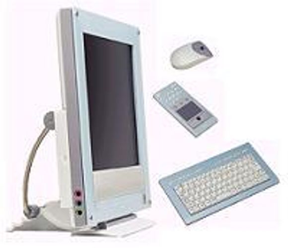 NEC Simplem, PC integrert i flatskjerm, med trådløs mus, tastatur og multimediekontroll. <i>Foto:  NEC Electronics</i>
