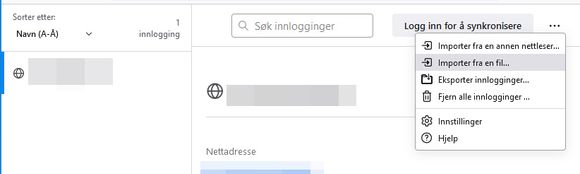 I passordoversikten i Firefox finner du nå funksjonalitet for import og ekspert av innloggingsinformasjon. <i>Skjermbilde:  Digi.no</i>