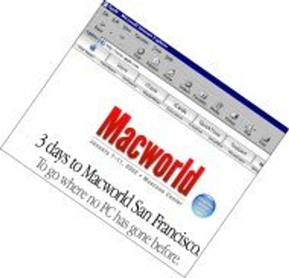 Apple-reklame for produktlansering under Macworld 7. januar 2002. <i>Faksimile:  Apple.com</i>