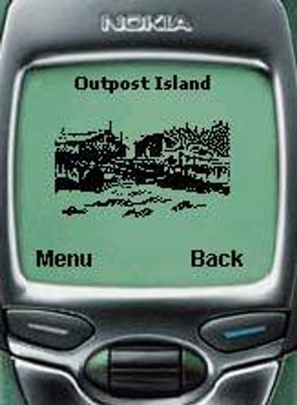 WAP-spillet Outpost Island på en Nokia-mobil. <i>Foto:  Digi.no</i>