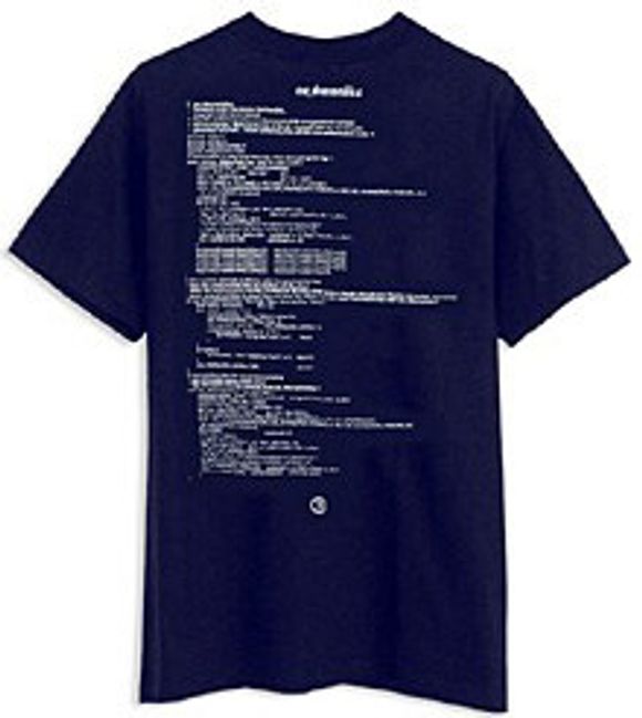 T-skjorte med DeCSS trykket på ryggen. <i>Foto:  Copyleft</i>