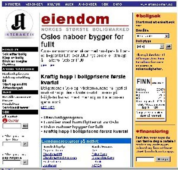 Aftenposten Eiendom-portalen. <i>Faksimile:  Aftenposten.no</i>