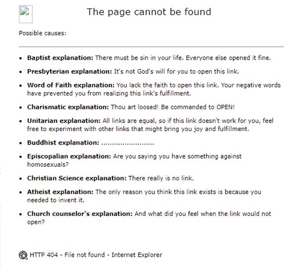 Larknews lar brukeren selv velge mellom flere mulige forklaringen på hvorfor websiden ikke har blitt funnet. <i>Faksimile:  larknews.com</i>