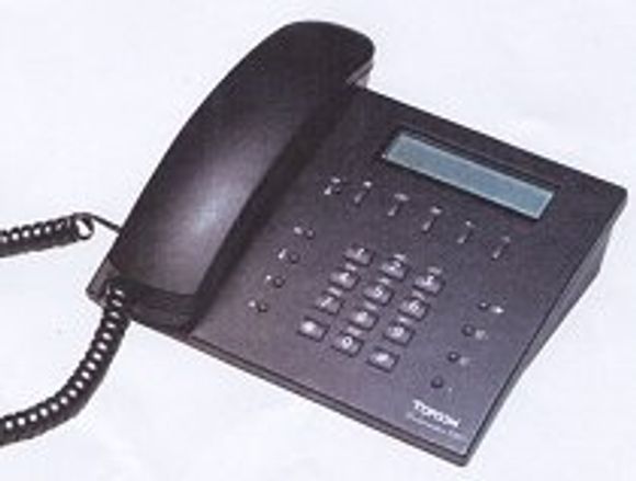 Topcom Deskmaster 520 i, ISDN-telefon med innebygget ISDN-kort og analog adapter. <i>Foto:  Topcom</i>