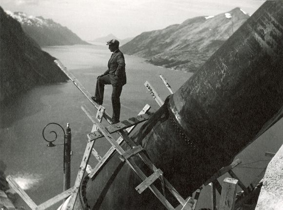 Fra konstruksjonen av vannkraftverket i Glomfjorden. <i>Foto:  Statkraft (CC BY-NC-ND 2.0)</i>