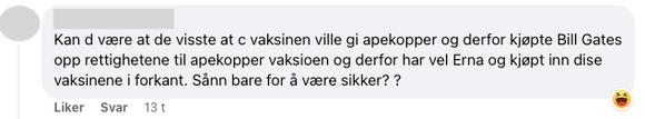 Hvorfor har Norge vaksiner mot apekopper på lager? I kommentarfeltene på Facebook er det mange uriktige spekulasjoner om årsaken. <i>Foto:  Facebook</i>