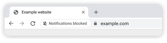Dempet varsel i Chrome om at varsler fra det aktuelle nettstedet blokkeres. <i>Skjermbilde: Google</i>