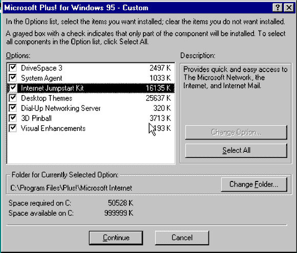 Internet Explorer var en del av komponenten Internet Jumpstart Kit i Microsoft Plus! for Windows 95. <i>Skjermbilde: Microsoft</i>