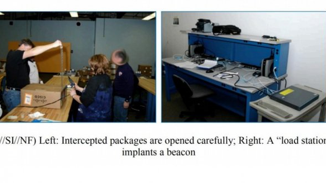 Her installerer NSA spionutstyr i en Cisco-ruter
