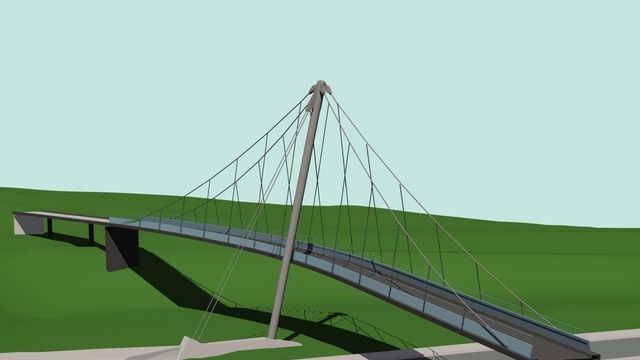 Dristig gangbru til Eco Bygg