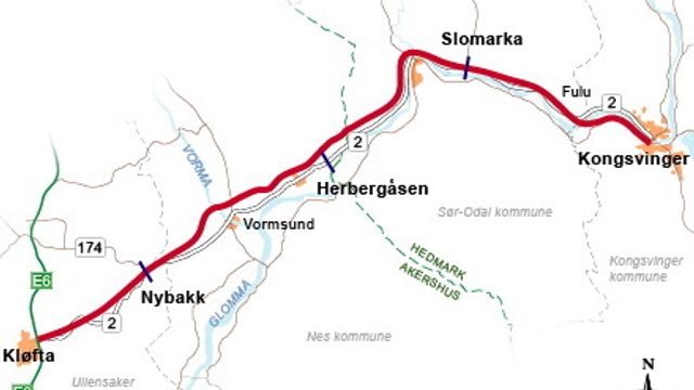 Veidekke bygger rv 2 mellom Kongsvinger og Slomarka
