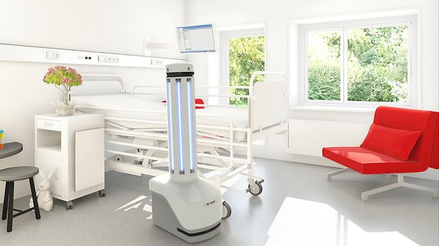 Denne roboten skal kunne desinfisere et sykehusrom på 15 minutter