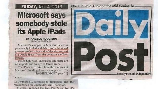 - Tyven stjal iPad fra Microsoft