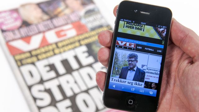 VG på mobil større enn papir