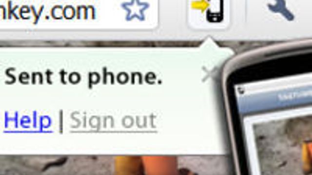 Send data direkte fra Chrome til Android