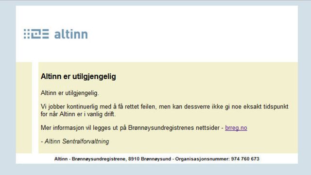 Altinn åpner ikke torsdag
