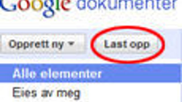 Åpner for fildeling i Google Docs