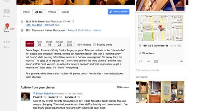 Google Steder får en smak av Google+