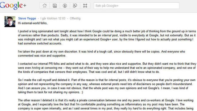 Google-ansatt hylles etter Google+-tabbe