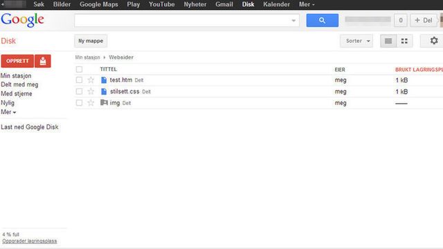 Bruk Google Drive som webserver