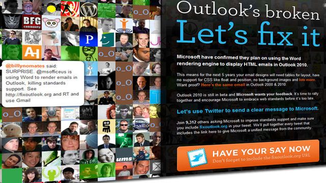 Masseprotest mot Outlooks HTML-motor