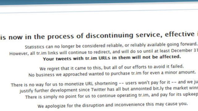 «tr.im» har krympet sin siste URL