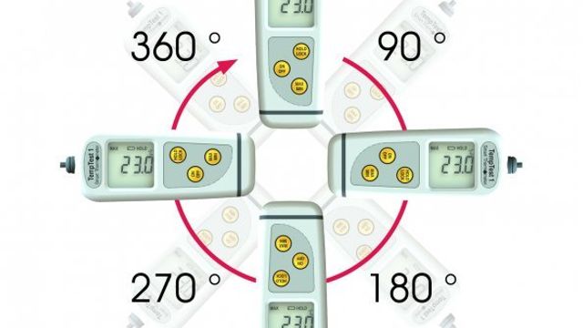 Termometer roterer displayet i steg på 90 grader