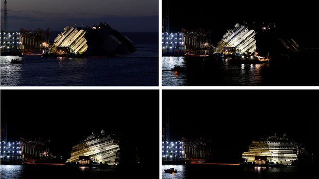 Costa Concordia er tilbake på rett kjøl