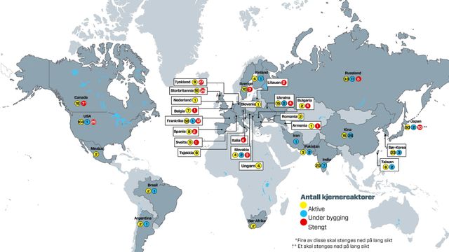 Verden bygger 62 nye atomreaktorer
