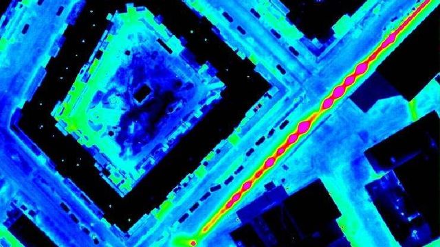 Varmefotograferer fjernvarmenettet fra fly