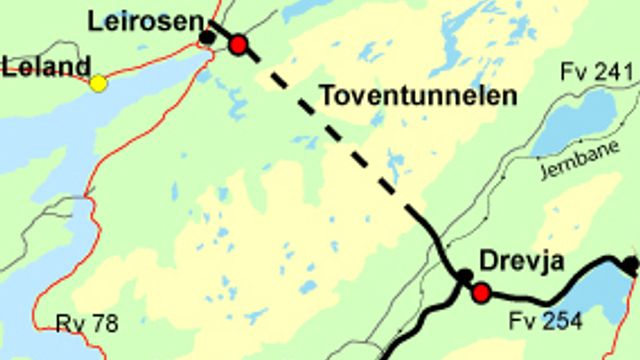 Soleklar ledelse til Hæhre på Toventunnelen